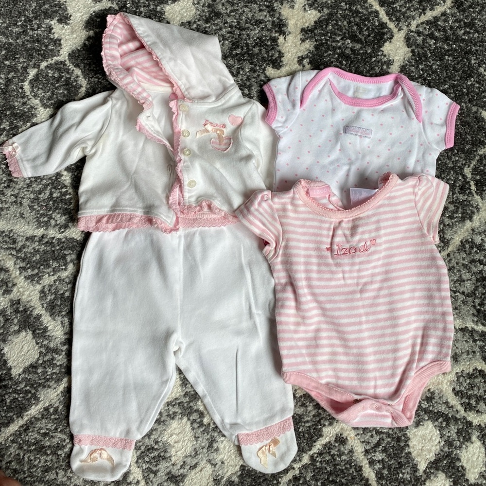 IZOD 4 Piece Outfit Jacket Onesie Pants